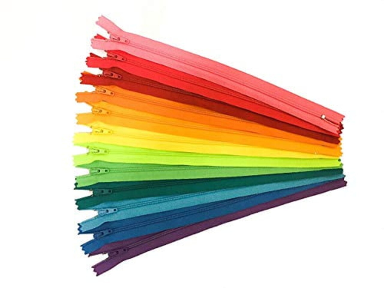 #3 Skirt & Dress YKK Zipper Assortment - Mix of Hot Seasonal Colors for Clothes, Crafts & Sewing Projects - Choose Your Length - Made in The United States (12 Zippers Per Pack) (14" Inches)